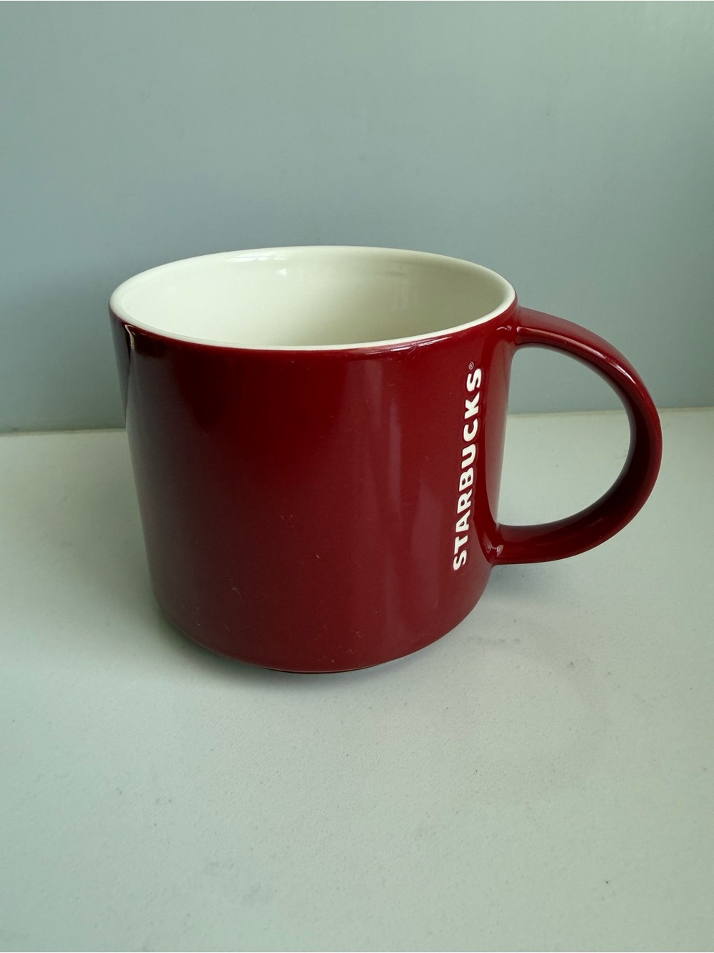 Starbucks Burgundy Ceramic Mug with White Interior